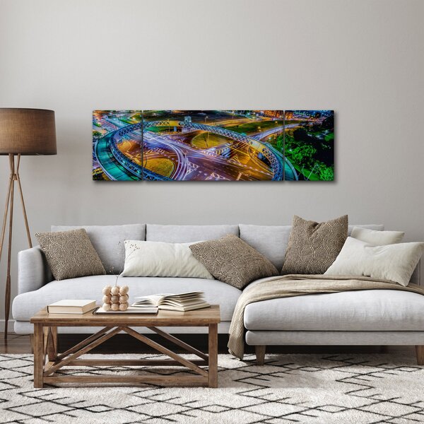 Obraz - nocna panorama miasta (170x50 cm)