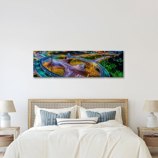 Obraz - nocna panorama miasta (170x50 cm)