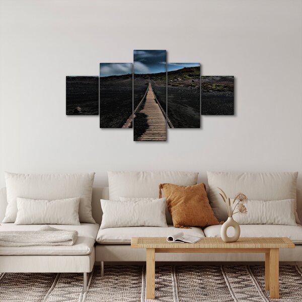 Obraz drewnianej ścieżki o zmierzchu (125x70 cm)