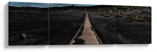 Obraz drewnianej ścieżki o zmierzchu (170x50 cm)