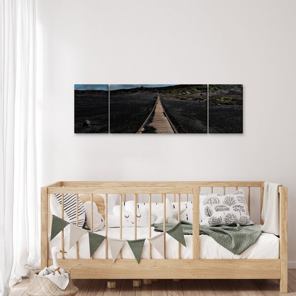Obraz drewnianej ścieżki o zmierzchu (170x50 cm)