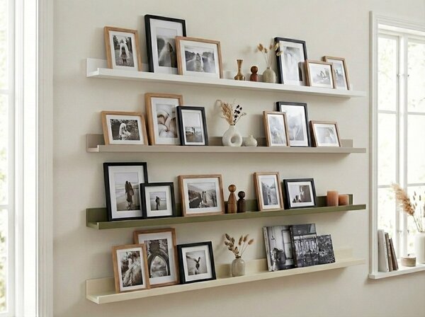 Półka ścienna na obrazy FOTOPLANK 120 cm, oliwkowa