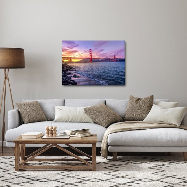 Obraz mostu z zachodem słońca (70x50 cm)