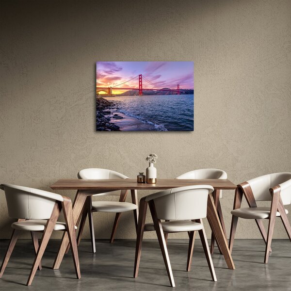 Obraz mostu z zachodem słońca (70x50 cm)