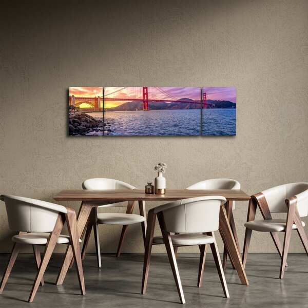 Obraz mostu z zachodem słońca (170x50 cm)