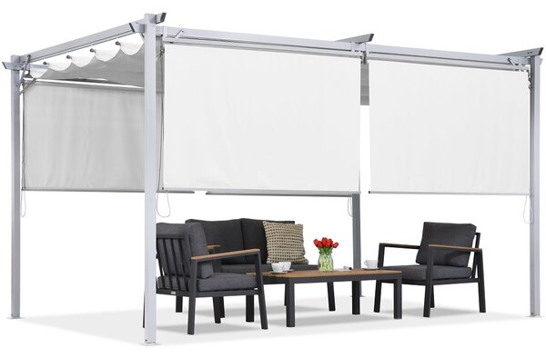 Biała pergola tarasowa z roletami La Palma 3x4 Garden Point