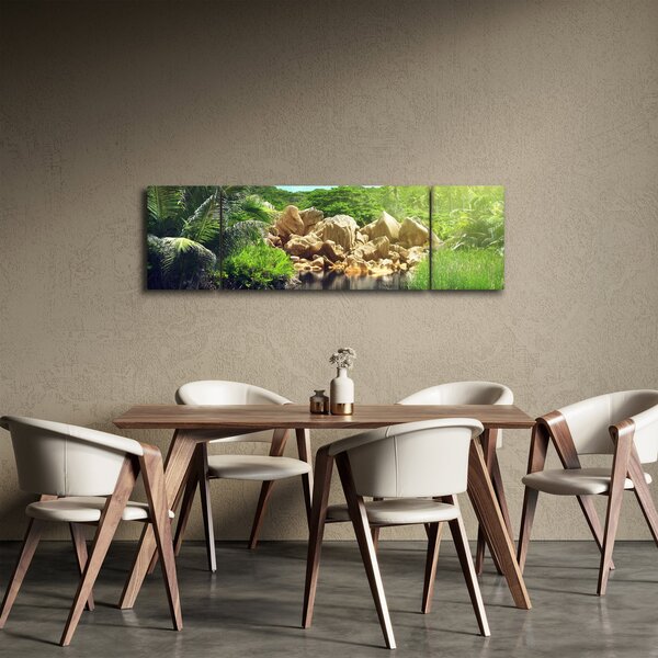 Obraz jeziora w dżungli Seszeli (170x50 cm)