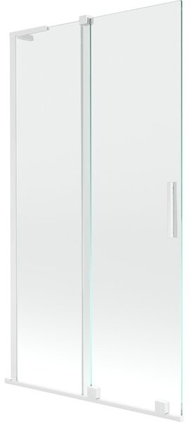 Mexen Velar L parawan nawannowy 2-skrzydłowy rozsuwany 100 x 150 cm, transparent, biały - 896-100-003-01-20