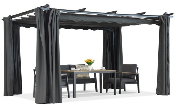 Pergola tarasowa Barbados 3x3 m z zasłonami Garden Point antracyt