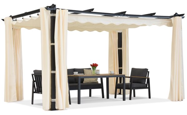 Pergola tarasowa Barbados 3x3 m z zasłonami Garden Point antracyt-beż