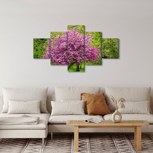 Obraz kwitnącego drzewa na łące (125x70 cm)