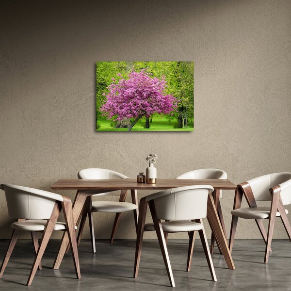 Obraz kwitnącego drzewa na łące (70x50 cm)