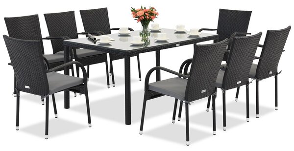 Komplet technorattanowy Mediolan 8 Garden Point czarny