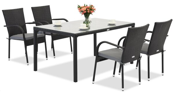 Komplet technorattanowy Mediolan 4 Garden Point czarny