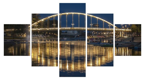 Obraz mostu z fontanną (125x70 cm)
