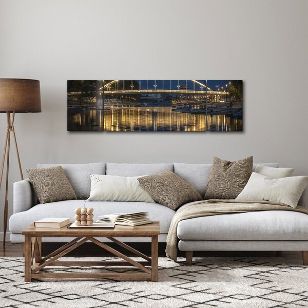 Obraz mostu z fontanną (170x50 cm)