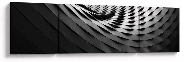 Abstrakcyjny obraz - czarno - biała spirala (170x50 cm)
