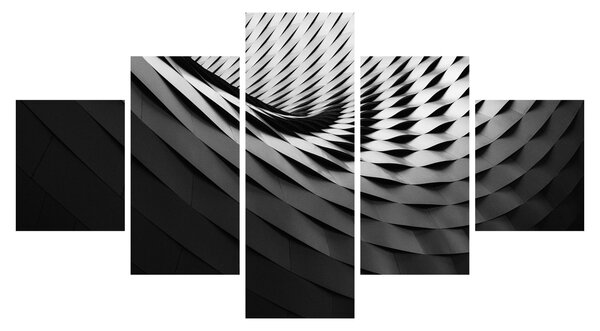 Abstrakcyjny obraz - czarno - biała spirala (125x70 cm)