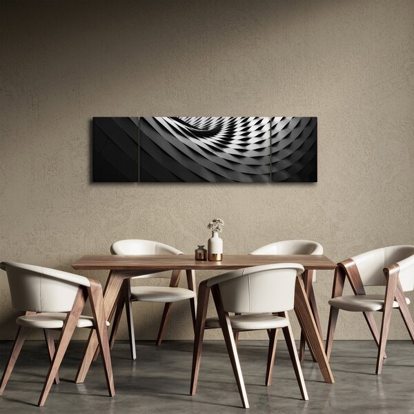 Abstrakcyjny obraz - czarno - biała spirala (170x50 cm)