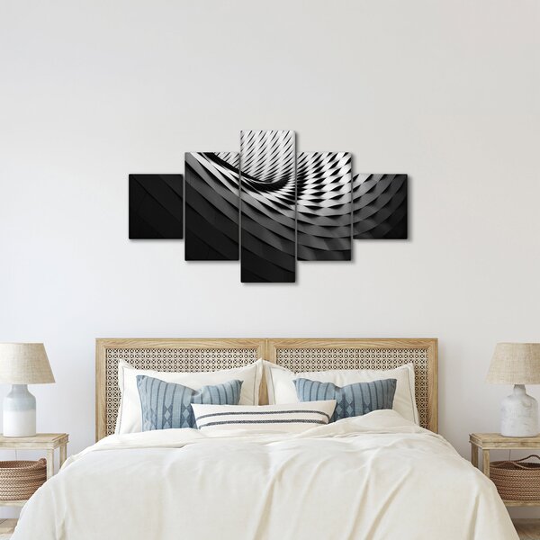 Abstrakcyjny obraz - czarno - biała spirala (125x70 cm)