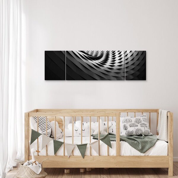 Abstrakcyjny obraz - czarno - biała spirala (170x50 cm)