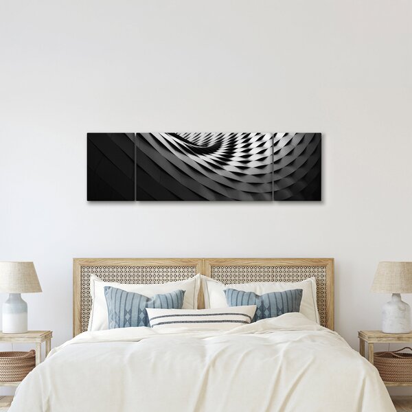 Abstrakcyjny obraz - czarno - biała spirala (170x50 cm)