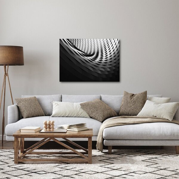 Abstrakcyjny obraz - czarno - biała spirala (70x50 cm)