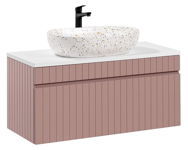 MebleMWM Zestaw meblowy 100cm z umywalką nablatową | Kolekcja Iconic Rose | Antyczna Róża