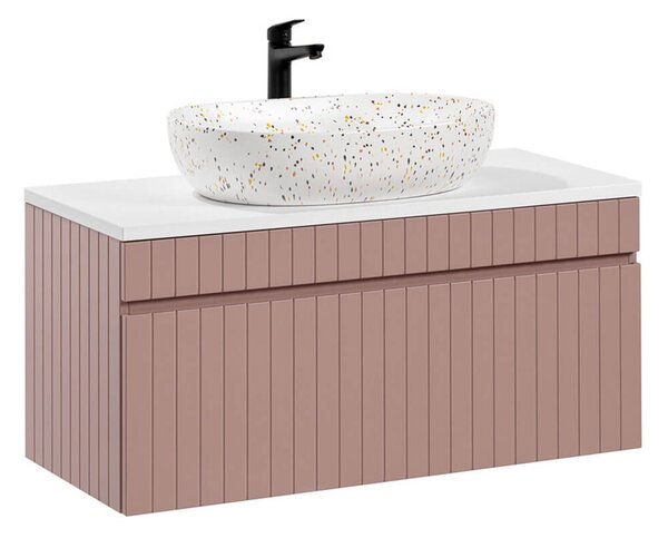 MebleMWM Zestaw meblowy 100cm z umywalką nablatową | Kolekcja Iconic Rose | Antyczna Róża