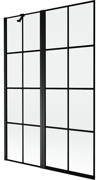Mexen Mist parawan nawannowy 2-skrzydłowy lewy 120 x 150 cm, czarna kratka, czarny - 8A9-120-011-70-77-L