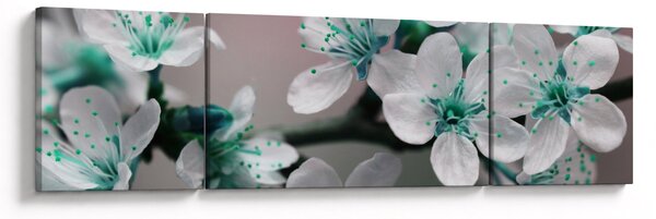 Obraz kwiatu - turkusowy (170x50 cm)
