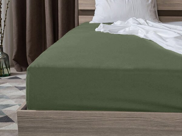 Jersey prześcieradło EXCLUSIVE ciemnozielone 140 x 200 cm