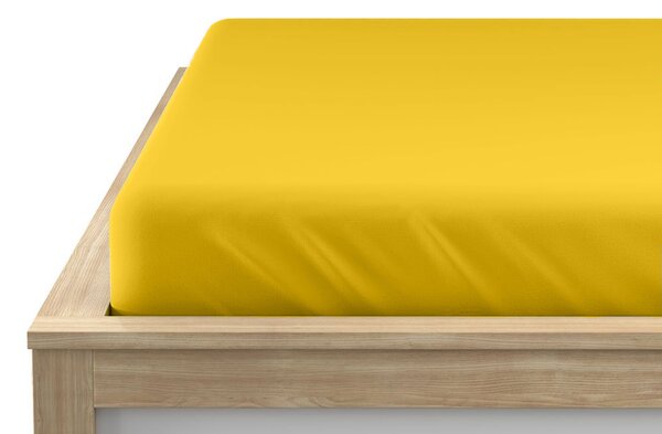 Jersey prześcieradło EXCLUSIVE musztardowe 90 x 200 cm