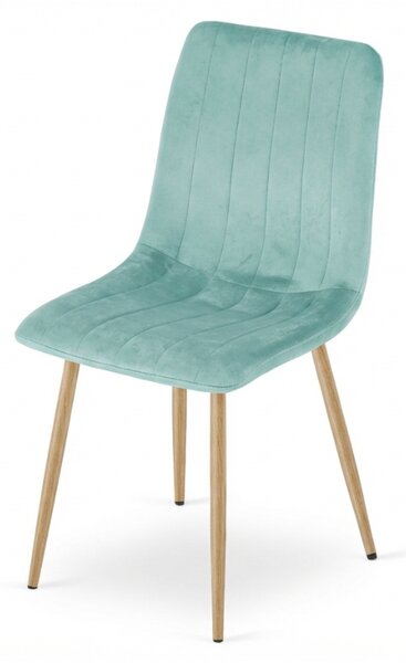 Miętowe welurowe krzesło LAVA AQUA MINT