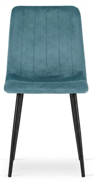 Aksamitne krzesło LAVA PETROL BLUE w kolorze nafty z czarnymi nogami