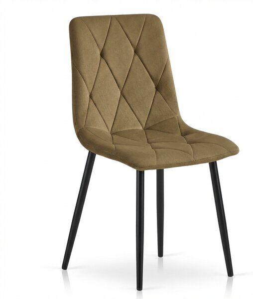 Brązowe aksamitowe krzesło LIBRA OLIVE BROWN z czarnymi nogami