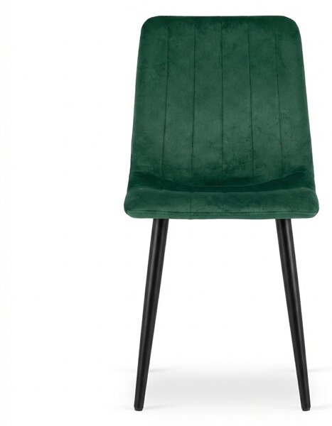 Ciemnozielone aksamitne krzesło LAVA BOTTLE GREEN z czarnymi nogami