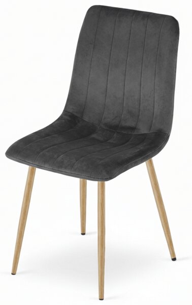 Ciemnoszare aksamitne krzesło LAVA GRAPHITE GRAY