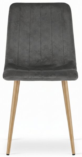 Ciemnoszare aksamitne krzesło LAVA GRAPHITE GRAY