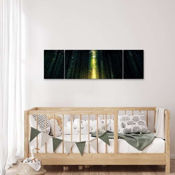 Obraz ciemnego lasu (170x50 cm)