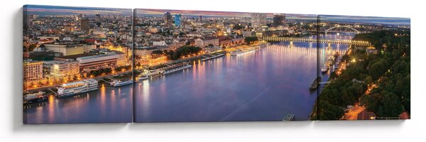 Obraz nocnego miasta Bratysławy z rzeką (170x50 cm)