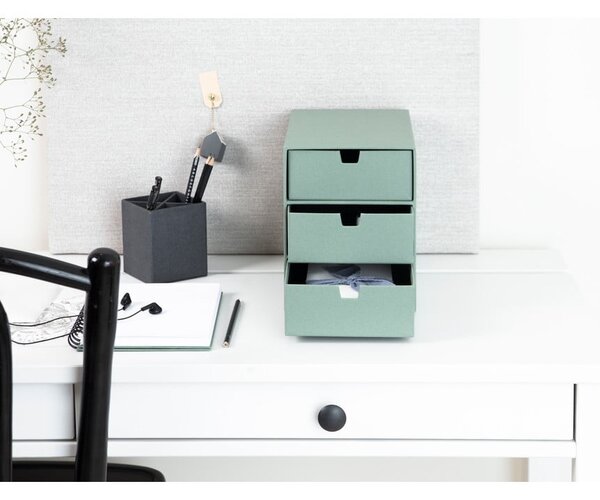 Zielony kartonowy organizer z szufladką Ingrid Canvas Paper Laminate – Bigso