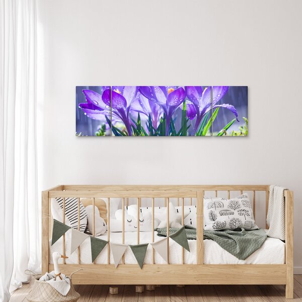 Obraz kwiatów w deszczu (170x50 cm)