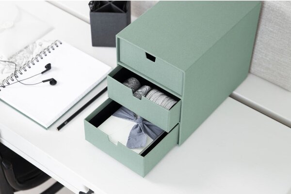 Zielony kartonowy organizer z szufladką Ingrid Canvas Paper Laminate – Bigso