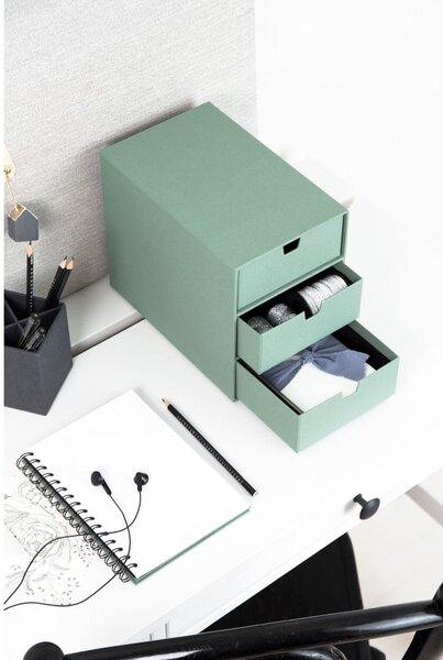 Zielony kartonowy organizer z szufladką Ingrid Canvas Paper Laminate – Bigso