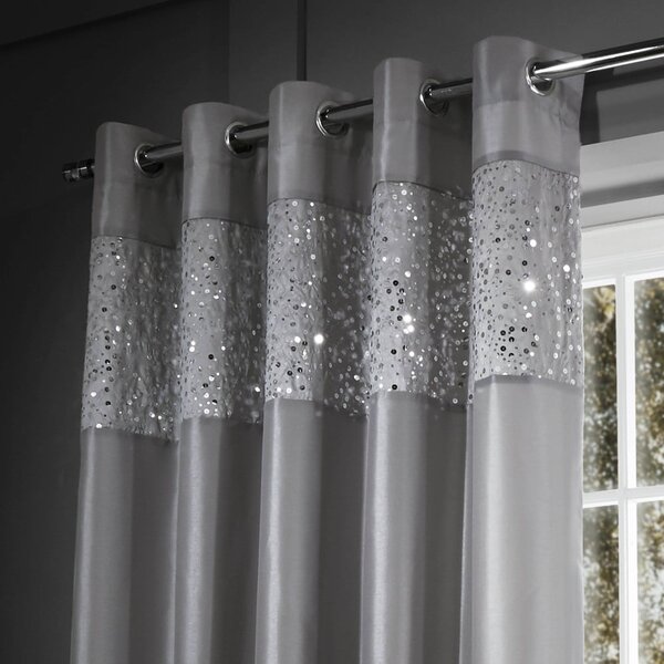 Szare zasłony z mikrosatyny zestaw 2 szt. 168x137 cm Glitzy Sequin – Catherine Lansfield