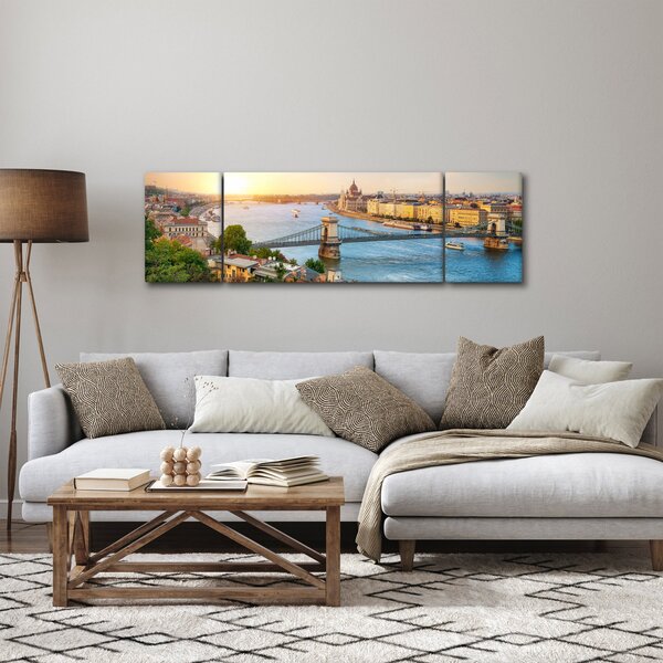 Obraz miasta Budapeszt z rzeką (170x50 cm)