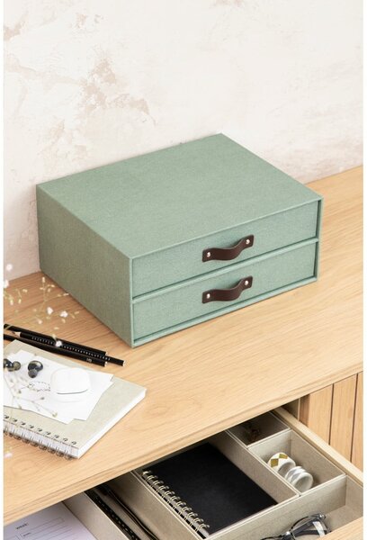 Zielony kartonowy organizer z szufladką Birger Canvas Paper Laminate – Bigso