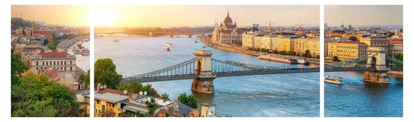 Obraz miasta Budapeszt z rzeką (170x50 cm)