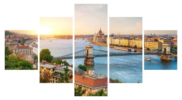 Obraz miasta Budapeszt z rzeką (125x70 cm)